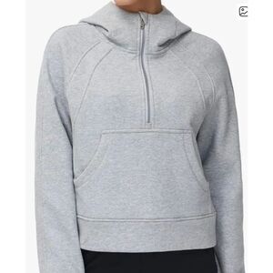 Trendy Queen grey scuba cropped quarter zip hoodie sweatshirt M